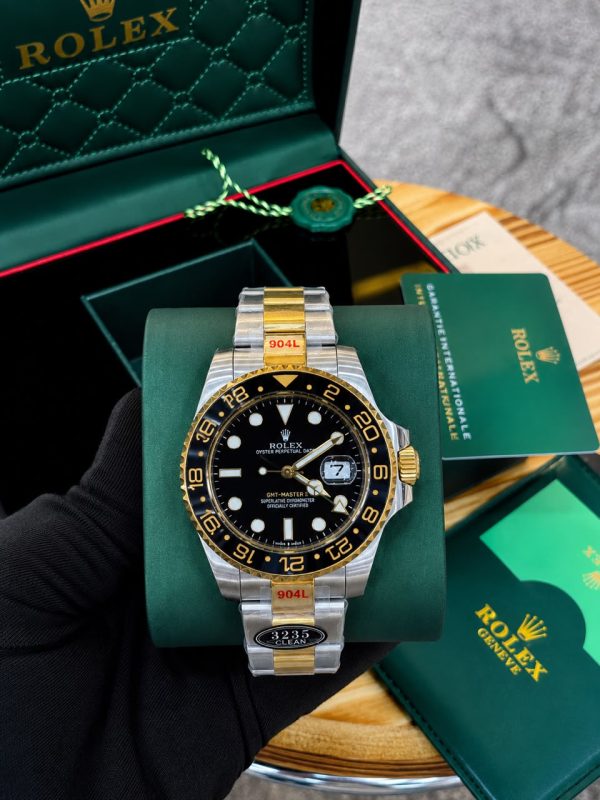 Rolex Two Tone Black Face Submarine Bracelet Strap Mens Watch